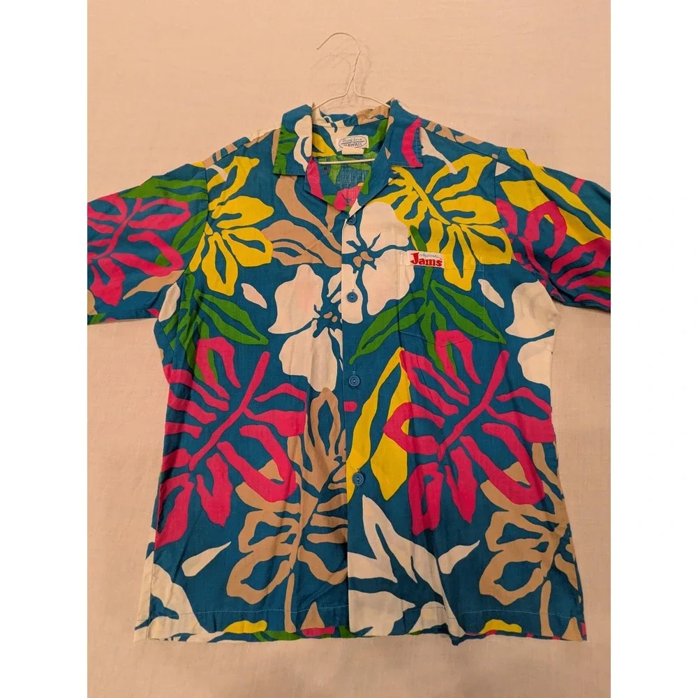 VINTAGE Surf Line Hawaii Shirt Men M Blue Aloha Hawaiian Original Jams World 80s - Picture 10 of 13